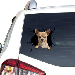 Chihuahua Dog Breeds Dogs Puppy Crack Window Decal Custom 3d Car Decal Vinyl Aesthetic Decal Funny Stickers Cute Gift Ideas Ae10333 Car Vinyl Decal Sticker Window Decals, Peel and Stick Wall Decals