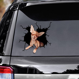 Chihuahua Dog Breeds Dogs Puppy Crack Window Decal Custom 3d Car Decal Vinyl Aesthetic Decal Funny Stickers Cute Gift Ideas Ae10334 Car Vinyl Decal Sticker Window Decals, Peel and Stick Wall Decals