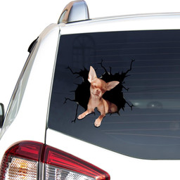 Chihuahua Dog Breeds Dogs Puppy Crack Window Decal Custom 3d Car Decal Vinyl Aesthetic Decal Funny Stickers Cute Gift Ideas Ae10334 Car Vinyl Decal Sticker Window Decals, Peel and Stick Wall Decals