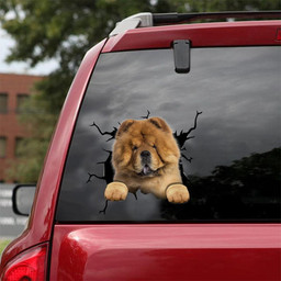 Chow Chow Crack Window Decal Custom 3d Car Decal Vinyl Aesthetic Decal Funny Stickers Cute Gift Ideas Ae10352 Car Vinyl Decal Sticker Window Decals, Peel and Stick Wall Decals 18x18IN 2PCS