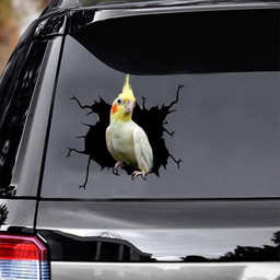 Cockatiel Crack Window Decal Custom 3d Car Decal Vinyl Aesthetic Decal Funny Stickers Cute Gift Ideas Ae10362 Car Vinyl Decal Sticker Window Decals, Peel and Stick Wall Decals