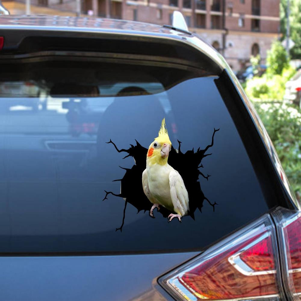 Cockatiel Crack Window Decal Custom 3d Car Decal Vinyl Aesthetic Decal Funny Stickers Cute Gift Ideas Ae10362 Car Vinyl Decal Sticker Window Decals, Peel and Stick Wall Decals 12x12IN 2PCS