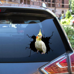 Cockatiel Crack Window Decal Custom 3d Car Decal Vinyl Aesthetic Decal Funny Stickers Cute Gift Ideas Ae10362 Car Vinyl Decal Sticker Window Decals, Peel and Stick Wall Decals 12x12IN 2PCS