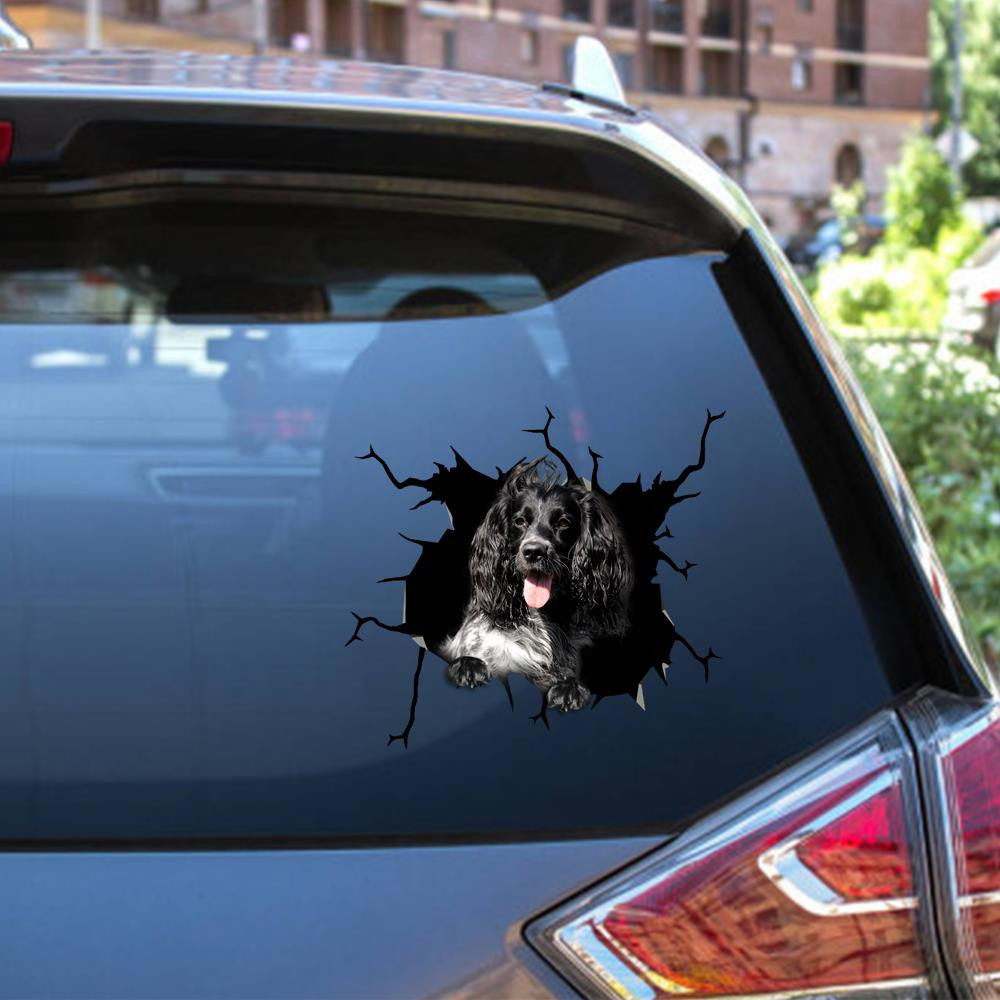 Cocker Spaniel Crack Window Decal Custom 3d Car Decal Vinyl Aesthetic Decal Funny Stickers Cute Gift Ideas Ae10366 Car Vinyl Decal Sticker Window Decals, Peel and Stick Wall Decals 12x12IN 2PCS
