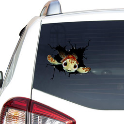 Comic Turtle Crack Window Decal Custom 3d Car Decal Vinyl Aesthetic Decal Funny Stickers Home Decor Gift Ideas Car Vinyl Decal Sticker Window Decals, Peel and Stick Wall Decals