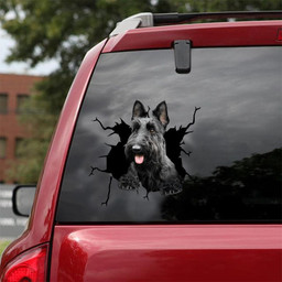 Cottish Terrier Crack Window Decal Custom 3d Car Decal Vinyl Aesthetic Decal Funny Stickers Home Decor Gift Ideas Car Vinyl Decal Sticker Window Decals, Peel and Stick Wall Decals 18x18IN 2PCS