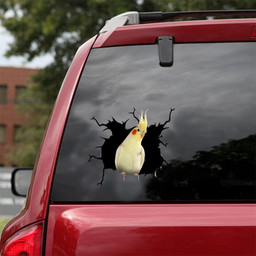 Corella Parrot Crack Window Decal Custom 3d Car Decal Vinyl Aesthetic Decal Funny Stickers Home Decor Gift Ideas Car Vinyl Decal Sticker Window Decals, Peel and Stick Wall Decals 18x18IN 2PCS