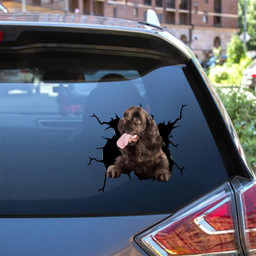 Cocker Spaniel Crack Window Decal Custom 3d Car Decal Vinyl Aesthetic Decal Funny Stickers Cute Gift Ideas Ae10369 Car Vinyl Decal Sticker Window Decals, Peel and Stick Wall Decals 12x12IN 2PCS