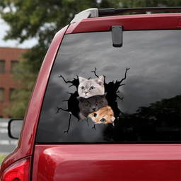 Cute Cats Crack Window Decal Custom 3d Car Decal Vinyl Aesthetic Decal Funny Stickers Home Decor Gift Ideas Car Vinyl Decal Sticker Window Decals, Peel and Stick Wall Decals 18x18IN 2PCS