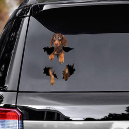 Dachshund Dog Decal Crack Sticker Car Helpful Waterproof Stickers Fathers Day Ideas Car Vinyl Decal Sticker Window Decals, Peel and Stick Wall Decals