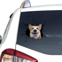 Corgi Crack Window Decal Custom 3d Car Decal Vinyl Aesthetic Decal Funny Stickers Cute Gift Ideas Ae10378 Car Vinyl Decal Sticker Window Decals, Peel and Stick Wall Decals