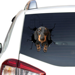 Dachshund Dog Breeds Dogs Puppy Crack Window Decal Custom 3d Car Decal Vinyl Aesthetic Decal Funny Stickers Cute Gift Ideas Ae10393 Car Vinyl Decal Sticker Window Decals, Peel and Stick Wall Decals