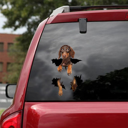 Dachshund Dog Decal Crack Sticker Car Helpful Waterproof Stickers Fathers Day Ideas Car Vinyl Decal Sticker Window Decals, Peel and Stick Wall Decals 18x18IN 2PCS