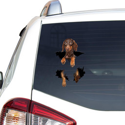 Dachshund Dog Decal Crack Sticker Car Helpful Waterproof Stickers Fathers Day Ideas Car Vinyl Decal Sticker Window Decals, Peel and Stick Wall Decals