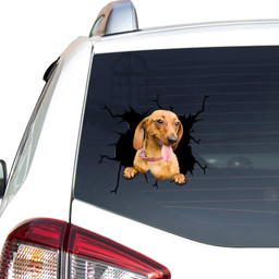 Dachshund Dog Breeds Dogs Puppy Crack Window Decal Custom 3d Car Decal Vinyl Aesthetic Decal Funny Stickers Cute Gift Ideas Ae10397 Car Vinyl Decal Sticker Window Decals, Peel and Stick Wall Decals