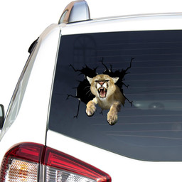 Cougar Crack Window Decal Custom 3d Car Decal Vinyl Aesthetic Decal Funny Stickers Home Decor Gift Ideas Car Vinyl Decal Sticker Window Decals, Peel and Stick Wall Decals