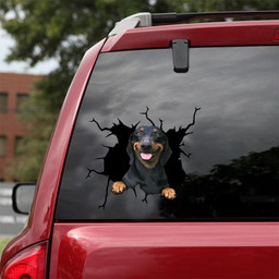 Dachshund Dog Breeds Dogs Puppy Crack Window Decal Custom 3d Car Decal Vinyl Aesthetic Decal Funny Stickers Cute Gift Ideas Ae10395 Car Vinyl Decal Sticker Window Decals, Peel and Stick Wall Decals 18x18IN 2PCS