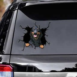 Dachshund Dog Breeds Dogs Puppy Crack Window Decal Custom 3d Car Decal Vinyl Aesthetic Decal Funny Stickers Cute Gift Ideas Ae10395 Car Vinyl Decal Sticker Window Decals, Peel and Stick Wall Decals