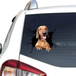 Dachshund Dog Breeds Dogs Puppy Crack Window Decal Custom 3d Car Decal Vinyl Aesthetic Decal Funny Stickers Cute Gift Ideas Ae10408 Car Vinyl Decal Sticker Window Decals, Peel and Stick Wall Decals