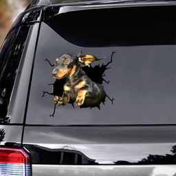Dachshund Dog Breeds Dogs Puppy Crack Window Decal Custom 3d Car Decal Vinyl Aesthetic Decal Funny Stickers Cute Gift Ideas Ae10394 Car Vinyl Decal Sticker Window Decals, Peel and Stick Wall Decals
