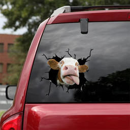 Cow Crack Window Decal Custom 3d Car Decal Vinyl Aesthetic Decal Funny Stickers Cute Gift Ideas Ae10385 Car Vinyl Decal Sticker Window Decals, Peel and Stick Wall Decals 18x18IN 2PCS