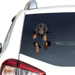 Dachshund Dog Breeds Dogs Puppy Crack Window Decal Custom 3d Car Decal Vinyl Aesthetic Decal Funny Stickers Cute Gift Ideas Ae10406 Car Vinyl Decal Sticker Window Decals, Peel and Stick Wall Decals