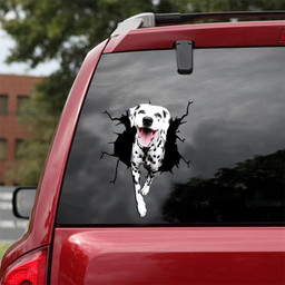 Dalmatian Crack Window Decal Custom 3d Car Decal Vinyl Aesthetic Decal Funny Stickers Cute Gift Ideas Ae10422 Car Vinyl Decal Sticker Window Decals, Peel and Stick Wall Decals 18x18IN 2PCS