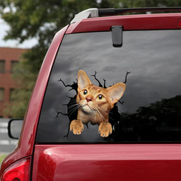 Cute Cat Kitten Crack Window Decal Custom 3d Car Decal Vinyl Aesthetic Decal Funny Stickers Home Decor Gift Ideas Car Vinyl Decal Sticker Window Decals, Peel and Stick Wall Decals 18x18IN 2PCS