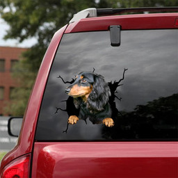 Dachshund Dog Breeds Dogs Puppy Crack Window Decal Custom 3d Car Decal Vinyl Aesthetic Decal Funny Stickers Cute Gift Ideas Ae10411 Car Vinyl Decal Sticker Window Decals, Peel and Stick Wall Decals 18x18IN 2PCS