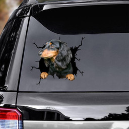 Dachshund Dog Breeds Dogs Puppy Crack Window Decal Custom 3d Car Decal Vinyl Aesthetic Decal Funny Stickers Cute Gift Ideas Ae10411 Car Vinyl Decal Sticker Window Decals, Peel and Stick Wall Decals