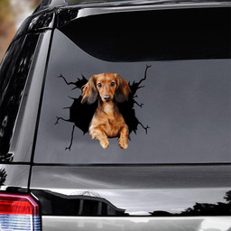 Dachshund Dog Breeds Dogs Puppy Crack Window Decal Custom 3d Car Decal Vinyl Aesthetic Decal Funny Stickers Cute Gift Ideas Ae10412 Car Vinyl Decal Sticker Window Decals, Peel and Stick Wall Decals