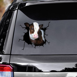 Dairy Cow Crack Window Decal Custom 3d Car Decal Vinyl Aesthetic Decal Funny Stickers Cute Gift Ideas Ae10415 Car Vinyl Decal Sticker Window Decals, Peel and Stick Wall Decals