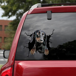 Dachshund Dog Breeds Dogs Puppy Crack Window Decal Custom 3d Car Decal Vinyl Aesthetic Decal Funny Stickers Cute Gift Ideas Ae10400 Car Vinyl Decal Sticker Window Decals, Peel and Stick Wall Decals 18x18IN 2PCS
