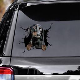 Dachshund Dog Breeds Dogs Puppy Crack Window Decal Custom 3d Car Decal Vinyl Aesthetic Decal Funny Stickers Cute Gift Ideas Ae10400 Car Vinyl Decal Sticker Window Decals, Peel and Stick Wall Decals