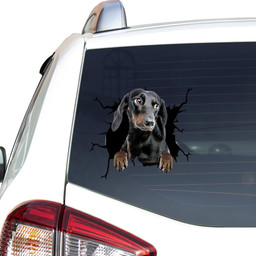 Dachshund Dog Breeds Dogs Puppy Crack Window Decal Custom 3d Car Decal Vinyl Aesthetic Decal Funny Stickers Cute Gift Ideas Ae10400 Car Vinyl Decal Sticker Window Decals, Peel and Stick Wall Decals