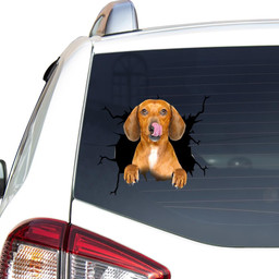 Dachshund Dog Breeds Dogs Puppy Crack Window Decal Custom 3d Car Decal Vinyl Aesthetic Decal Funny Stickers Home Decor Gift Ideas Car Vinyl Decal Sticker Window Decals, Peel and Stick Wall Decals