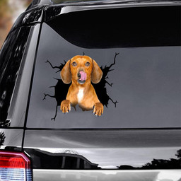 Dachshund Dog Breeds Dogs Puppy Crack Window Decal Custom 3d Car Decal Vinyl Aesthetic Decal Funny Stickers Home Decor Gift Ideas Car Vinyl Decal Sticker Window Decals, Peel and Stick Wall Decals