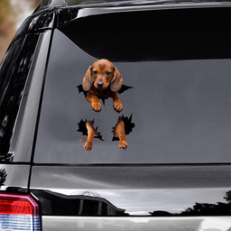 Dachshund Dog Decal Crack Sticker Kawaii Cute A Face Stickers Gift Store Car Vinyl Decal Sticker Window Decals, Peel and Stick Wall Decals