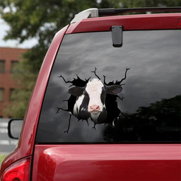 Dairy Cow Crack Window Decal Custom 3d Car Decal Vinyl Aesthetic Decal Funny Stickers Cute Gift Ideas Ae10419 Car Vinyl Decal Sticker Window Decals, Peel and Stick Wall Decals 18x18IN 2PCS