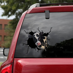 Dairy Cow Crack Window Decal Custom 3d Car Decal Vinyl Aesthetic Decal Funny Stickers Cute Gift Ideas Ae10416 Car Vinyl Decal Sticker Window Decals, Peel and Stick Wall Decals 18x18IN 2PCS