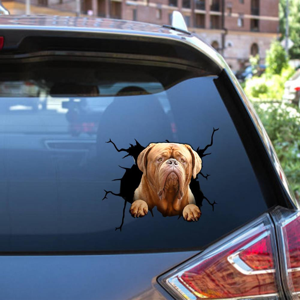 Dogue De Bordeaux Crack Window Decal Custom 3d Car Decal Vinyl Aesthetic Decal Funny Stickers Cute Gift Ideas Ae10443 Car Vinyl Decal Sticker Window Decals, Peel and Stick Wall Decals 12x12IN 2PCS