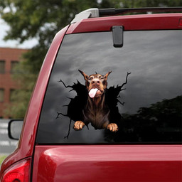 Doberman Crack Window Decal Custom 3d Car Decal Vinyl Aesthetic Decal Funny Stickers Cute Gift Ideas Ae10432 Car Vinyl Decal Sticker Window Decals, Peel and Stick Wall Decals 18x18IN 2PCS
