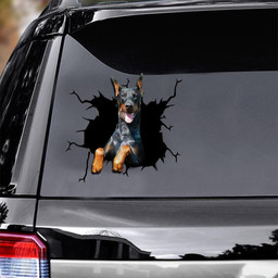 Dobermann Crack Window Decal Custom 3d Car Decal Vinyl Aesthetic Decal Funny Stickers Cute Gift Ideas Ae10436 Car Vinyl Decal Sticker Window Decals, Peel and Stick Wall Decals