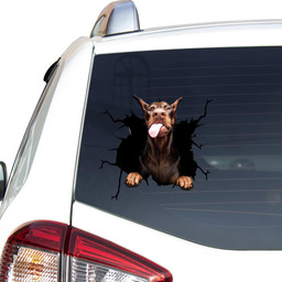 Doberman Crack Window Decal Custom 3d Car Decal Vinyl Aesthetic Decal Funny Stickers Cute Gift Ideas Ae10432 Car Vinyl Decal Sticker Window Decals, Peel and Stick Wall Decals