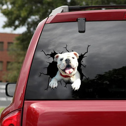 English Bulldog Crack Window Decal Custom 3d Car Decal Vinyl Aesthetic Decal Funny Stickers Cute Gift Ideas Ae10464 Car Vinyl Decal Sticker Window Decals, Peel and Stick Wall Decals 18x18IN 2PCS
