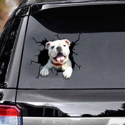 English Bulldog Crack Window Decal Custom 3d Car Decal Vinyl Aesthetic Decal Funny Stickers Cute Gift Ideas Ae10464 Car Vinyl Decal Sticker Window Decals, Peel and Stick Wall Decals