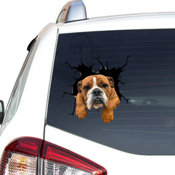 English Bulldog Crack Window Decal Custom 3d Car Decal Vinyl Aesthetic Decal Funny Stickers Cute Gift Ideas Ae10463 Car Vinyl Decal Sticker Window Decals, Peel and Stick Wall Decals