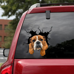 English Bulldog Crack Window Decal Custom 3d Car Decal Vinyl Aesthetic Decal Funny Stickers Cute Gift Ideas Ae10463 Car Vinyl Decal Sticker Window Decals, Peel and Stick Wall Decals 18x18IN 2PCS