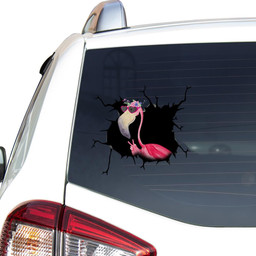 Flamingo Crack Window Decal Custom 3d Car Decal Vinyl Aesthetic Decal Funny Stickers Home Decor Gift Ideas Car Vinyl Decal Sticker Window Decals, Peel and Stick Wall Decals