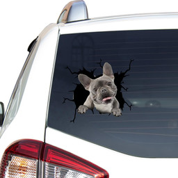 French Bulldog Dog Breeds Dogs Puppy Crack Window Decal Custom 3d Car Decal Vinyl Aesthetic Decal Funny Stickers Cute Gift Ideas Ae10490 Car Vinyl Decal Sticker Window Decals, Peel and Stick Wall Decals